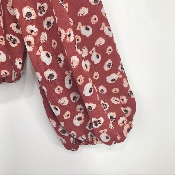 Charming Charlie Burnt Orange Ruffled Wrap Front Autumn Crop Blouse NEW - Picture 10 of 14